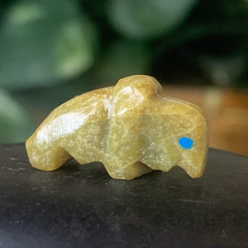 Native American Style Serpentine Carved Zuni Buffalo Bead Top Drilled Animal .8"